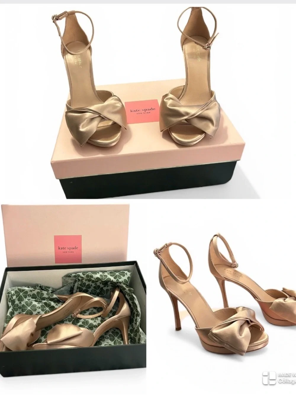 Kate Spade Satin blush bow heels